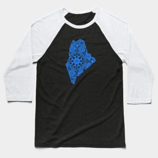 Light Blue Maine State Gift Mandala Yoga ME Art Baseball T-Shirt